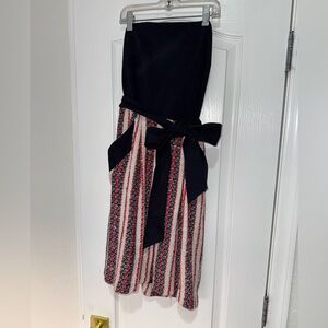 Red, White and Blue Patriotic Striped Dress with Pockets and Tie Belt